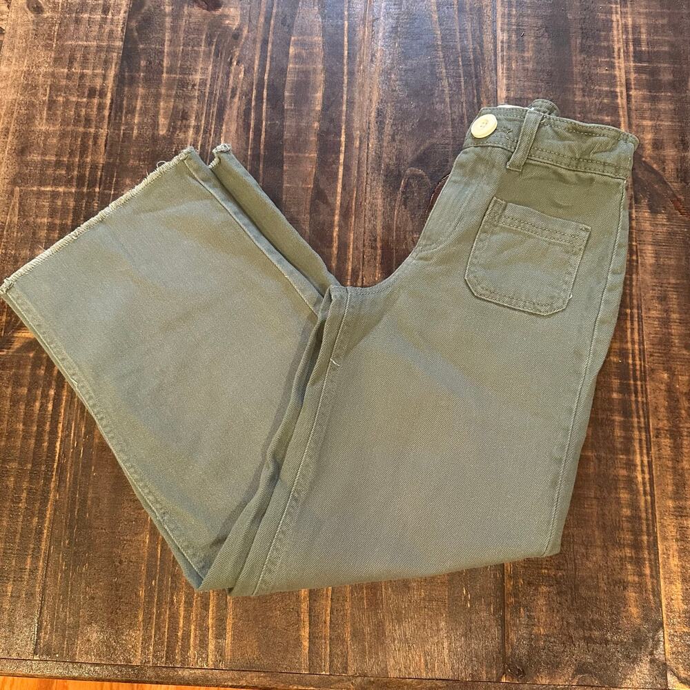 Army Green Wide Leg Jeans sz 8 adjustable waist